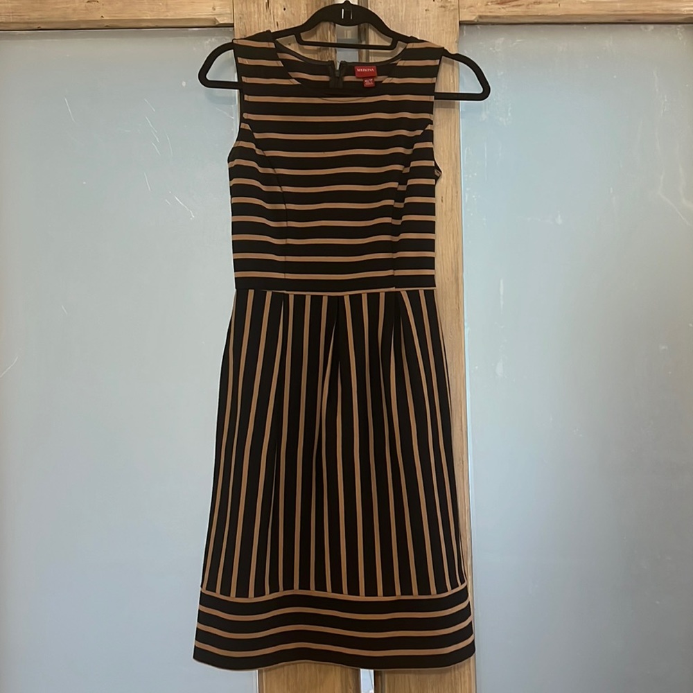 Merona womens xs black and gold stripe dress